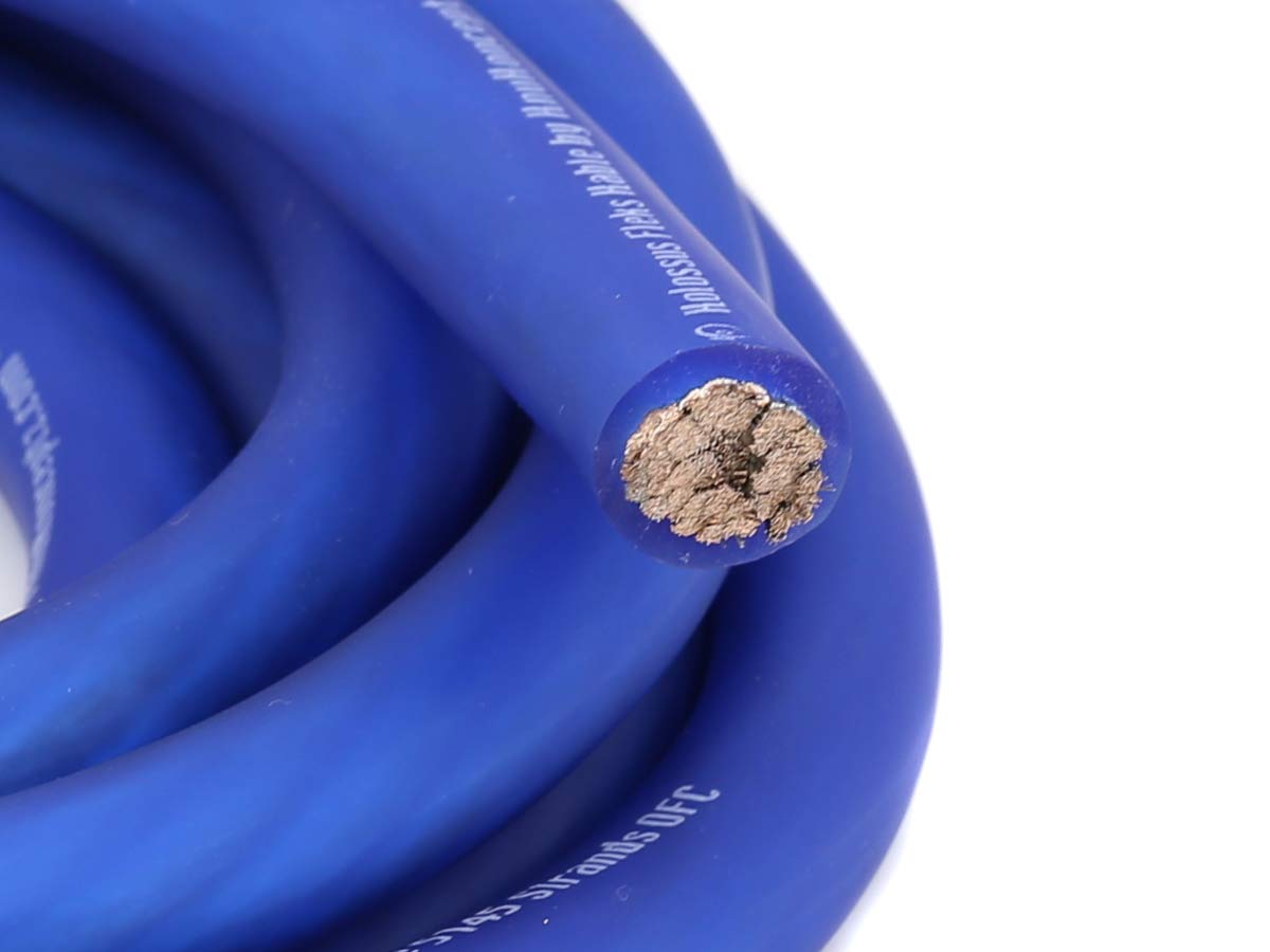 KnuKonceptz Kolossus Flex Kable OFC 0 Gauge Power Wire Copper Cable Blue (20 ft) 1/0 AWG