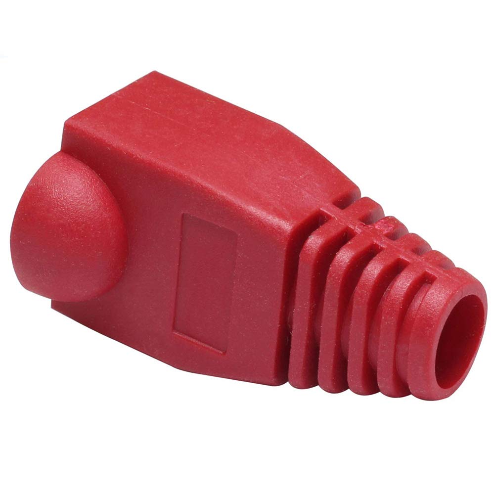 Akoak 100 Pack Red Rj 45 Connectors Rj45 Cat6 Cat5E Plugs Ethernet Network Cable Strain Relief Boots Rj45 Plugs Socket Boot Caps