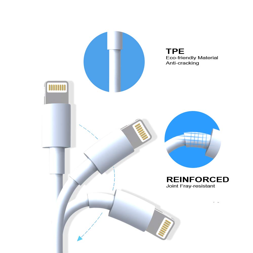 Clambo Mfi Certified Iphone Charger Cable 6.6 Feet (2 M) Data Sync Lightning To Usb Apple Charger Iphone Charging Cable Cord For