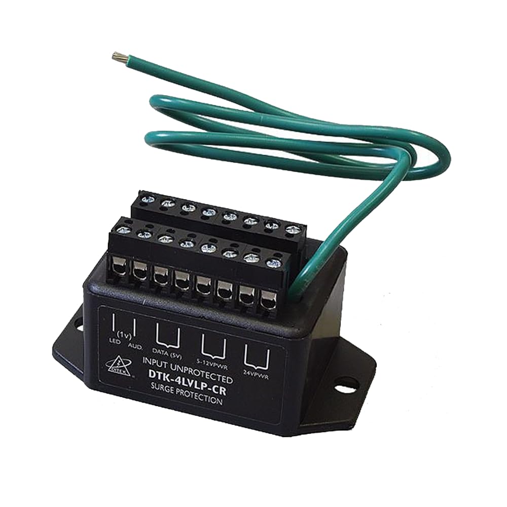 Ditek Dtk 4Lvlpcr 1 Pair Each, 12V Power, 1V Signal, 24V Power, 4 Pair Card Reader Surge Protector, 5V Data