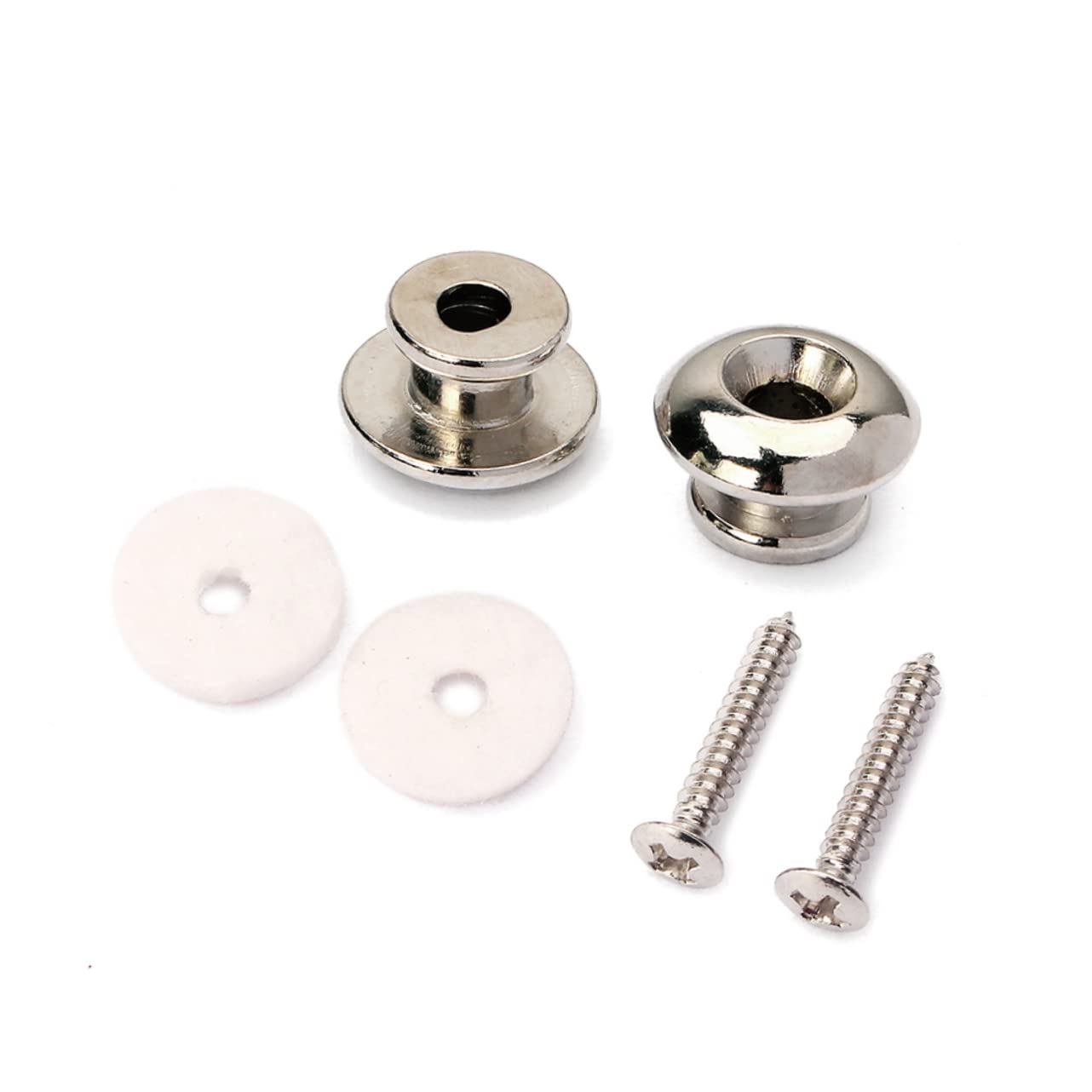 Kisangel 2pcs Chrome Guitar Knobs Mushroom Head Guitar Strap Locks for Electric Acoustic Bass