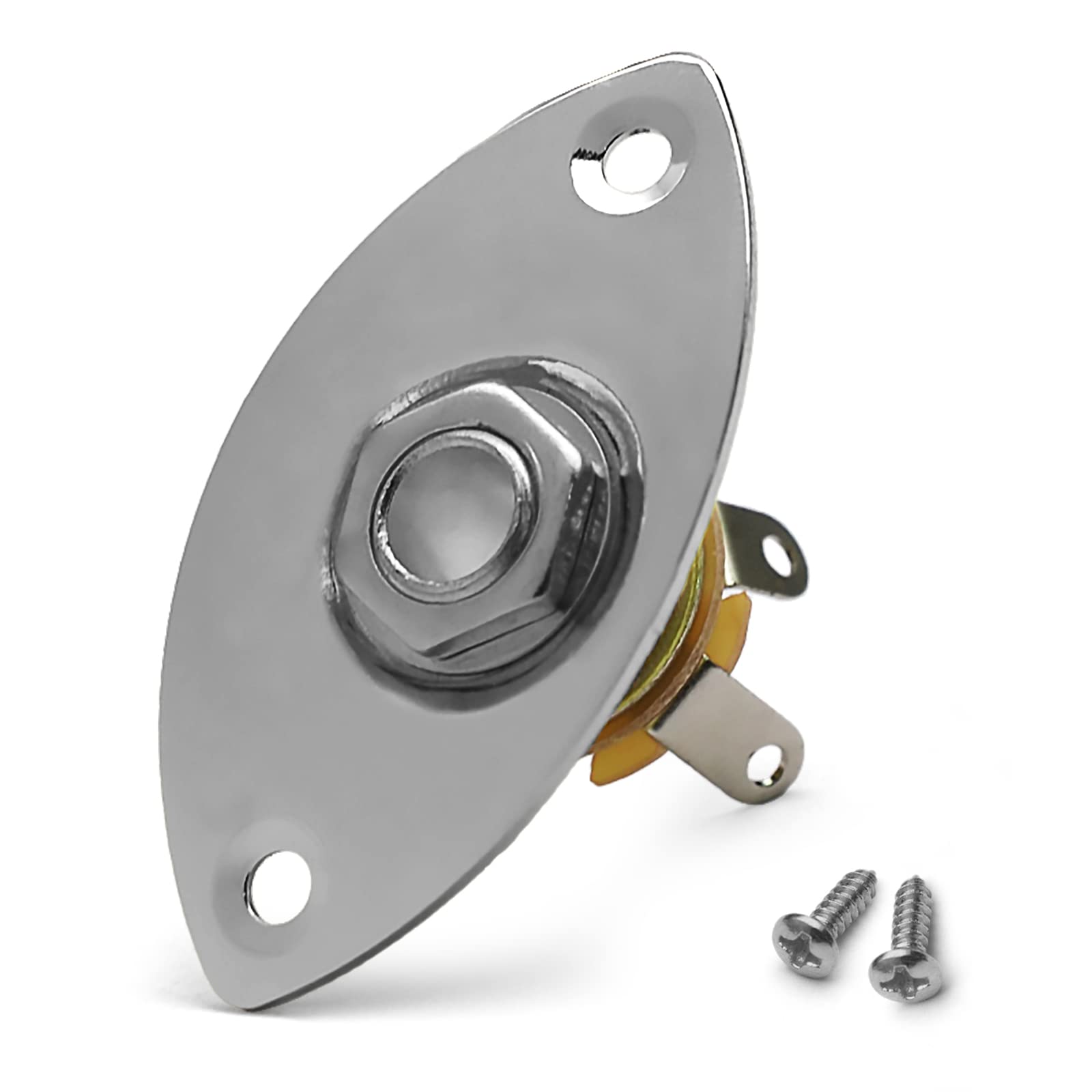Maxcheer 1/4'' Oval Guitar Jack 6.35Mm Output Input Plug Socket For Mono Electric Guitar (Chrome)