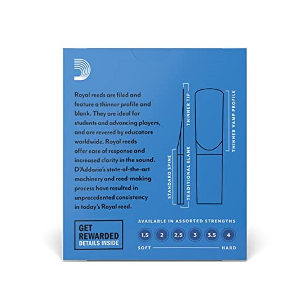 Royal By D'Addario Soprano Sax Reeds, Strength 2.5, 10 Pack