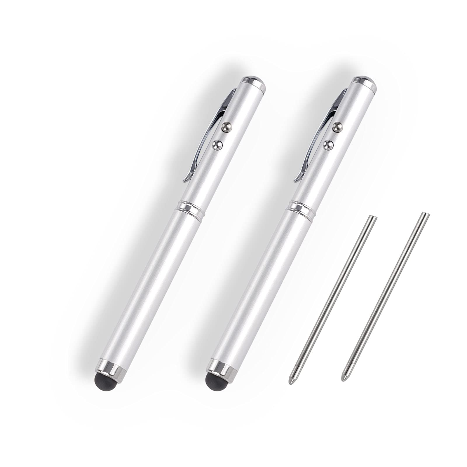 Metal Multi-Function Pen, Touch Screen Stylus, Flashlight with White Light, Infrared, Creative Christmas and Birthday Gifts (2 S