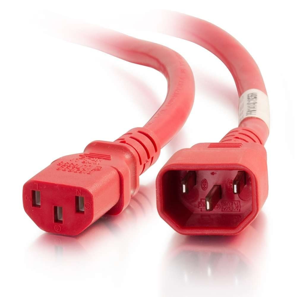 C2G Power Cord, Short Extension Cord, Power Extension Cord, 18 Awg, Red, 4 Feet (1.21 Meters), Cables To Go 17493