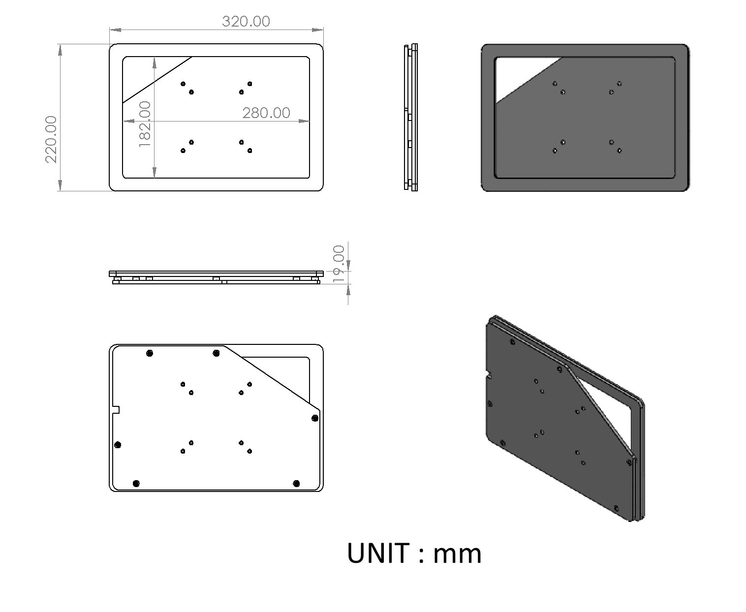 Tabcare Security Anti Theft Acrylic Vesa Enclosure For Samsung Galaxy Tab S9+ S8+ S7+ 12.4, S7 Fe & S9 Fe+ With Wall Mount Kit (Black, Tab S9+ S8+ S7+ S7 Fe S9 Fe+ 12.4)