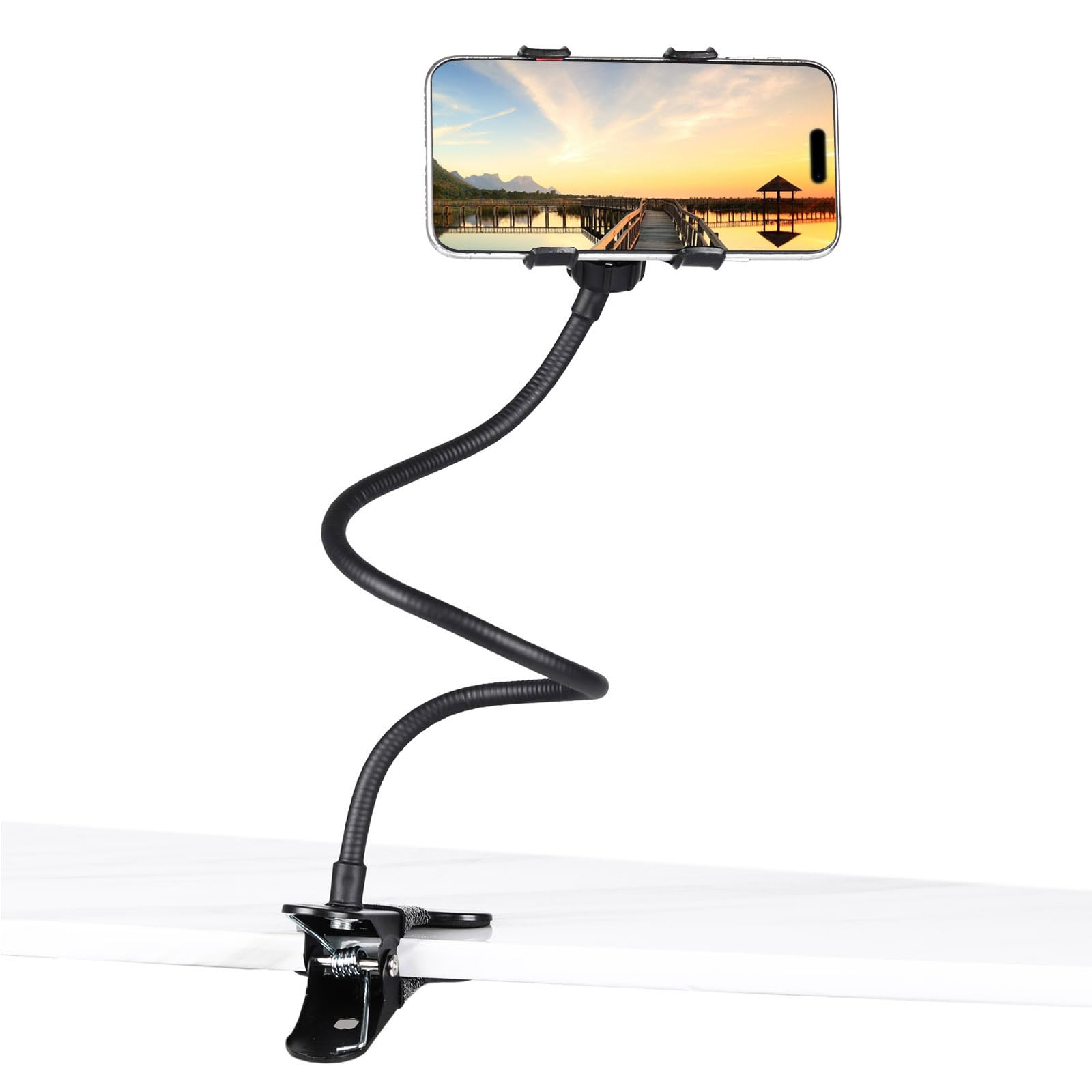 Kuryai Gooseneck Phone Holder For Bed, [Upgrade Metal Stable] Flexible Gooseneck Long Arm Phone Mount For Desk With 360 Adjustab
