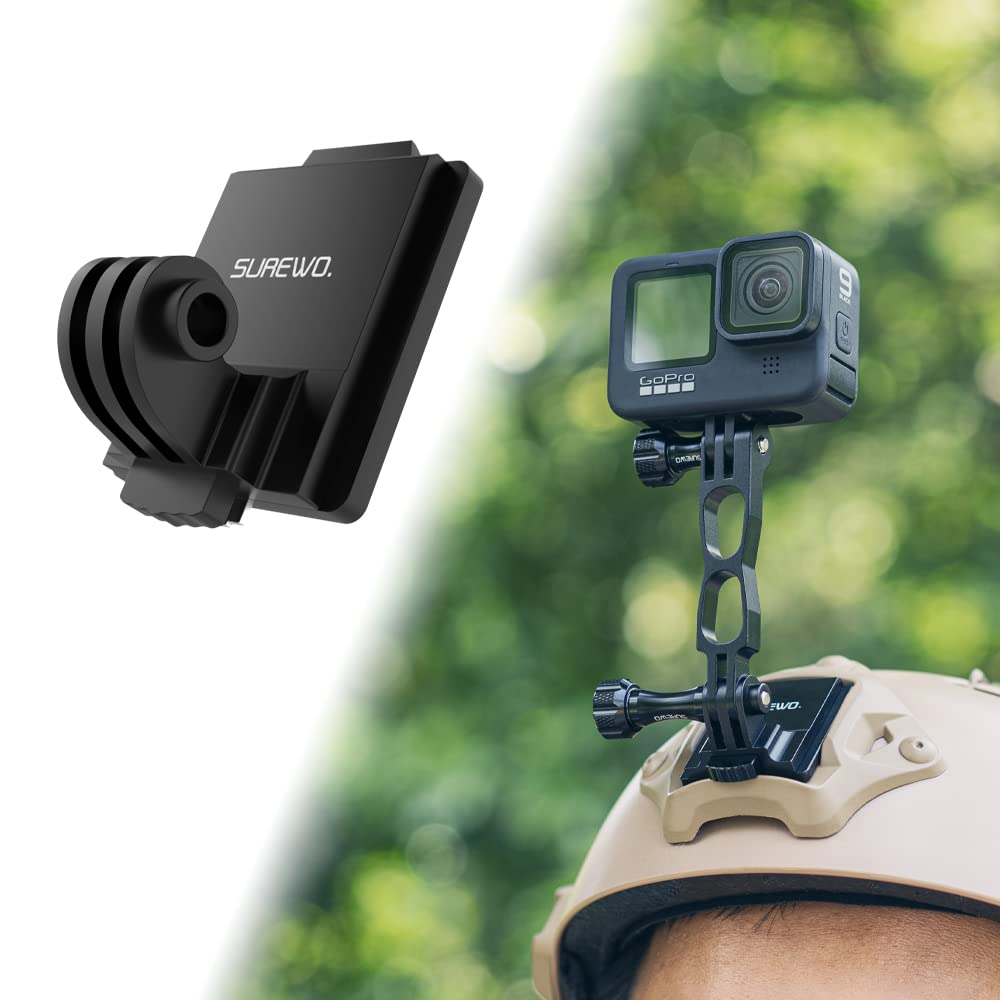 Surewo Aluminum Nvg Mount Compatible With Gopro Hero 13/12/11/10/9/8/7/6/5 Black, Tactical Helmet Nvg Mount Compatible With Dji Osmo Action 5 Pro/4/3/2,Insta360 One R/Crosstour And Most Action Cameras