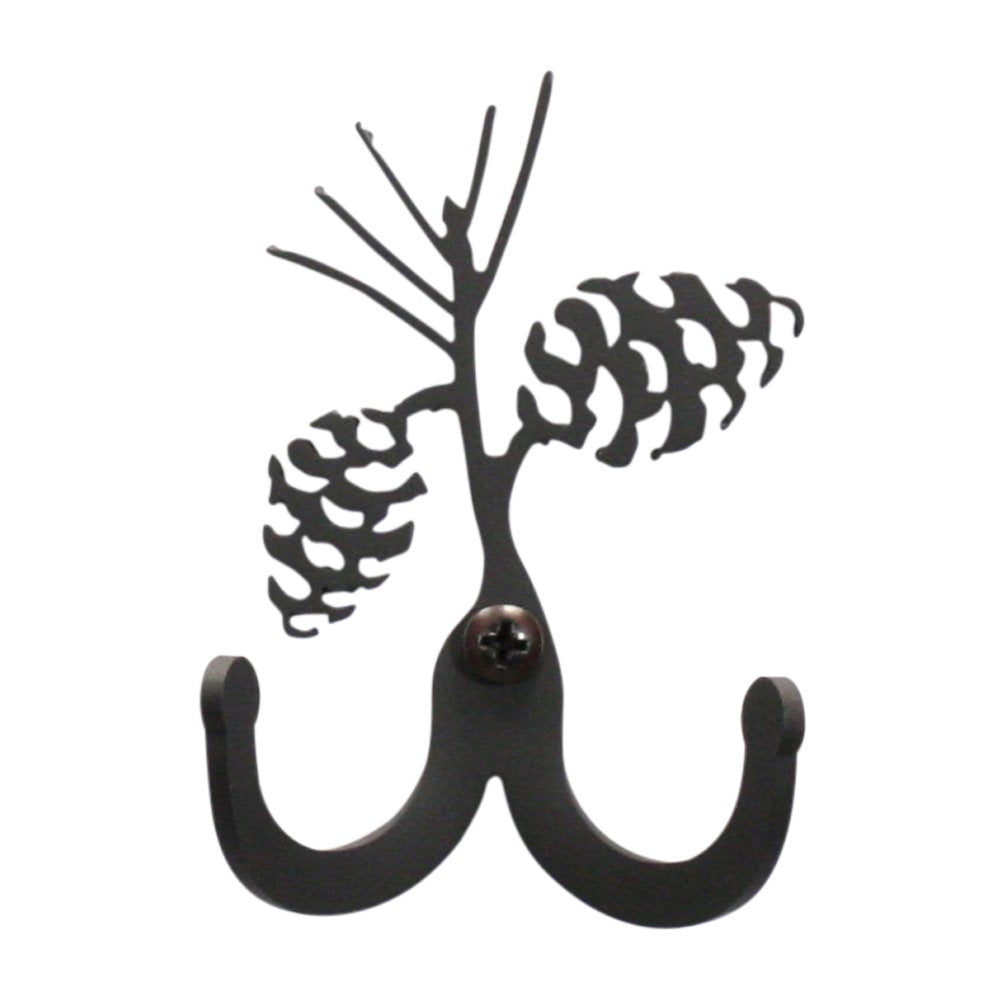 Village Wrought Iron Pinecone Double Wall Hook Decorative