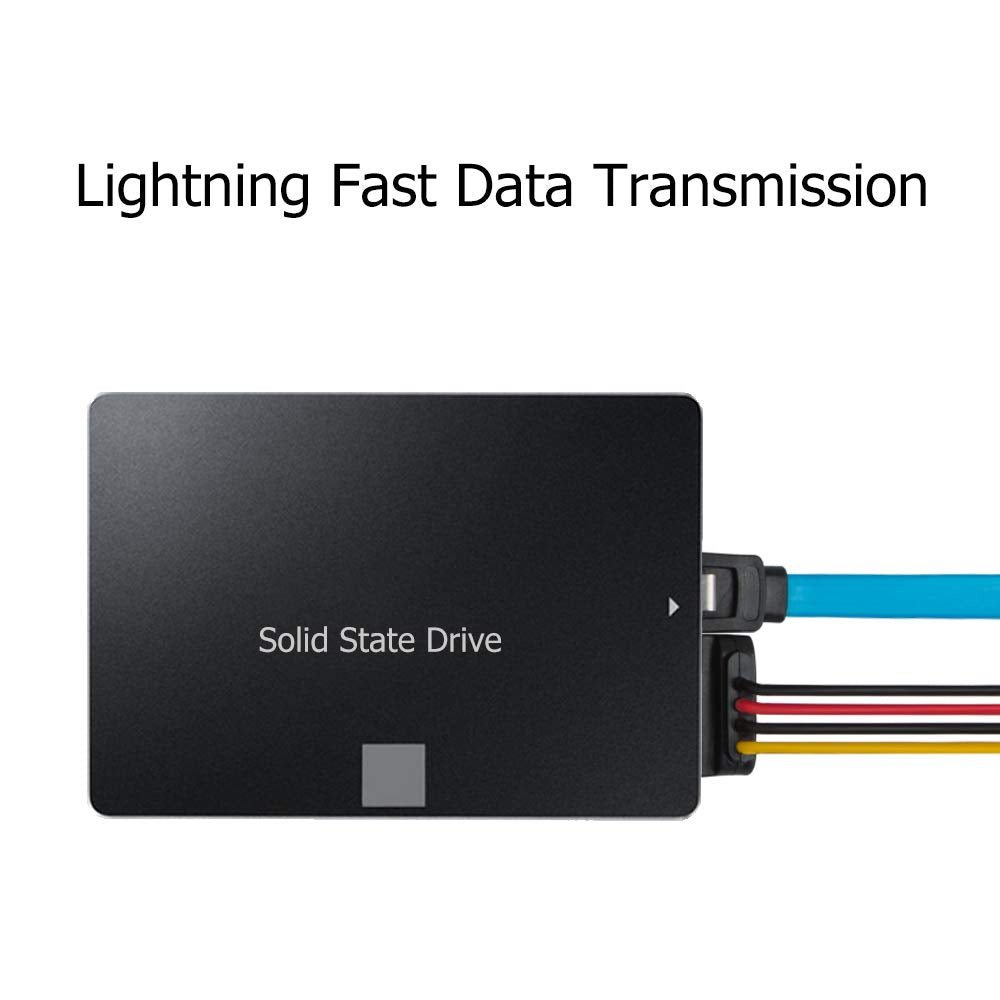 Findtop Set Of 6, Sata Power Splitter Cord And Sata Iii Cable 6.0 Gbps, Straight And 90 Degree Sata 3.0 Cable, Sata 15 Pin Male