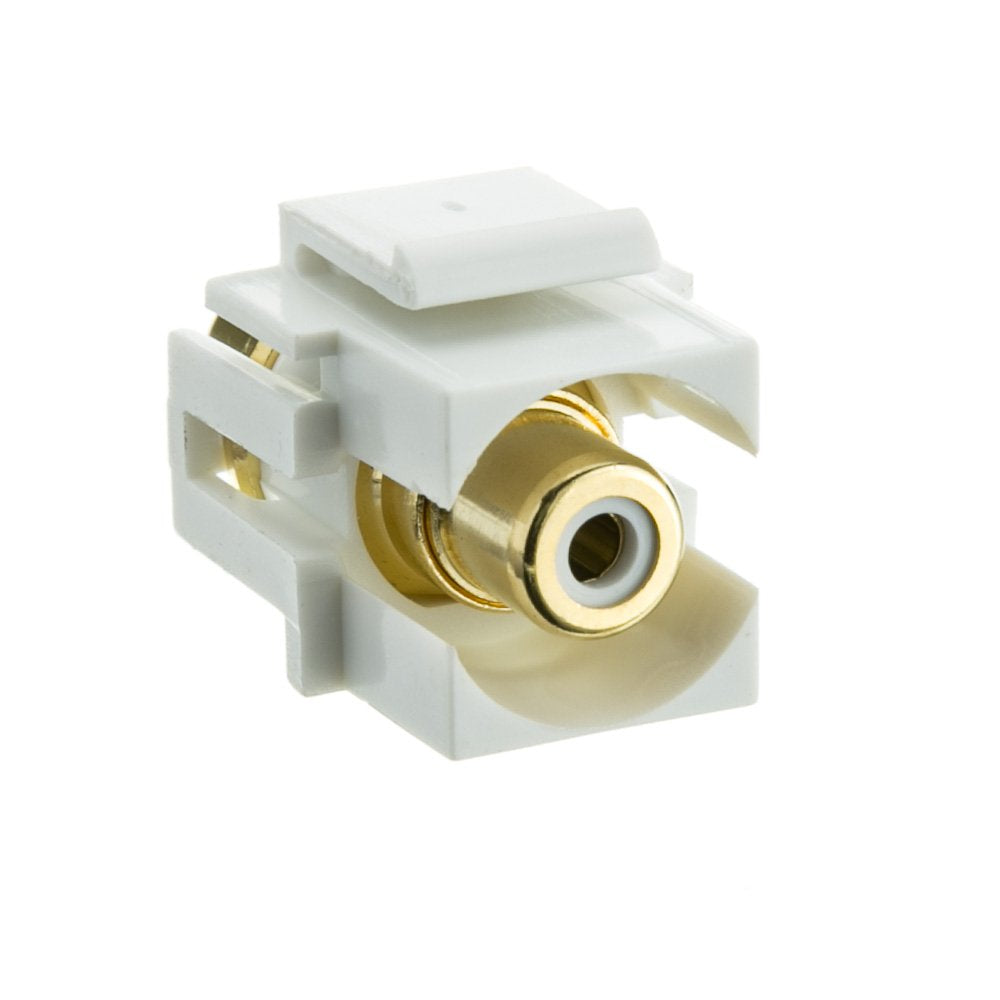Cablewholesale Rca Female To Rca Female, White Recessed Rca Coupler Adapter With White Keystone Insert, White Rca Jack Connector