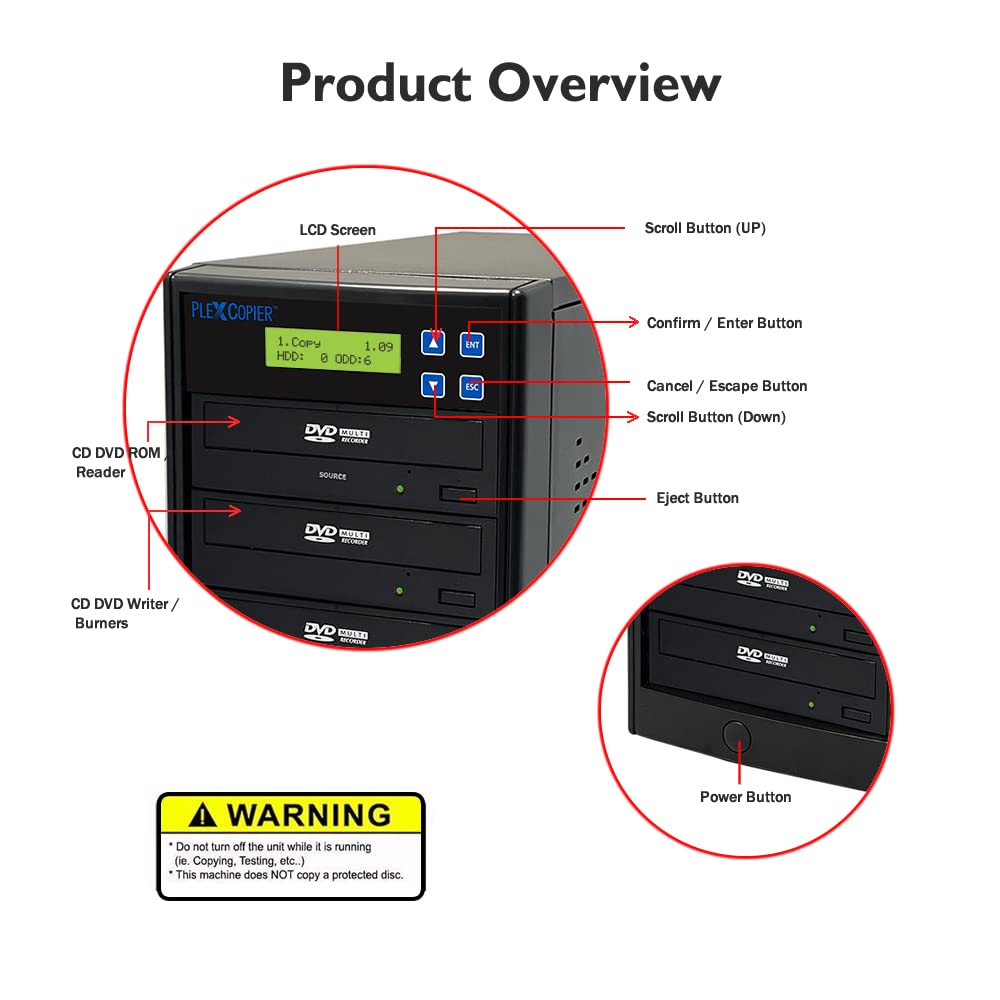 Plexcopier 24X Sata 1 To 5 Cd Dvd M Disc Supported Duplicator Writer Copier Tower With Free Dvd Video Copy Protection