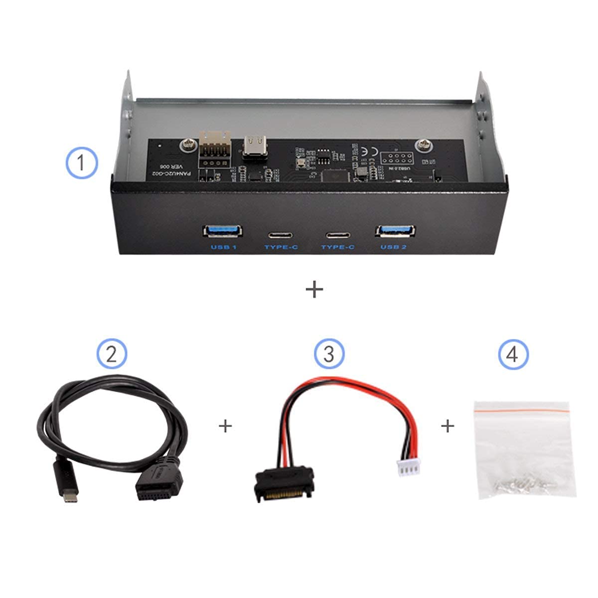 Chenyang 5.25  Front Panel Cd-Rom Bay Usb 3.0 & Usb-C Hub 4 Ports Motherboard Adapter