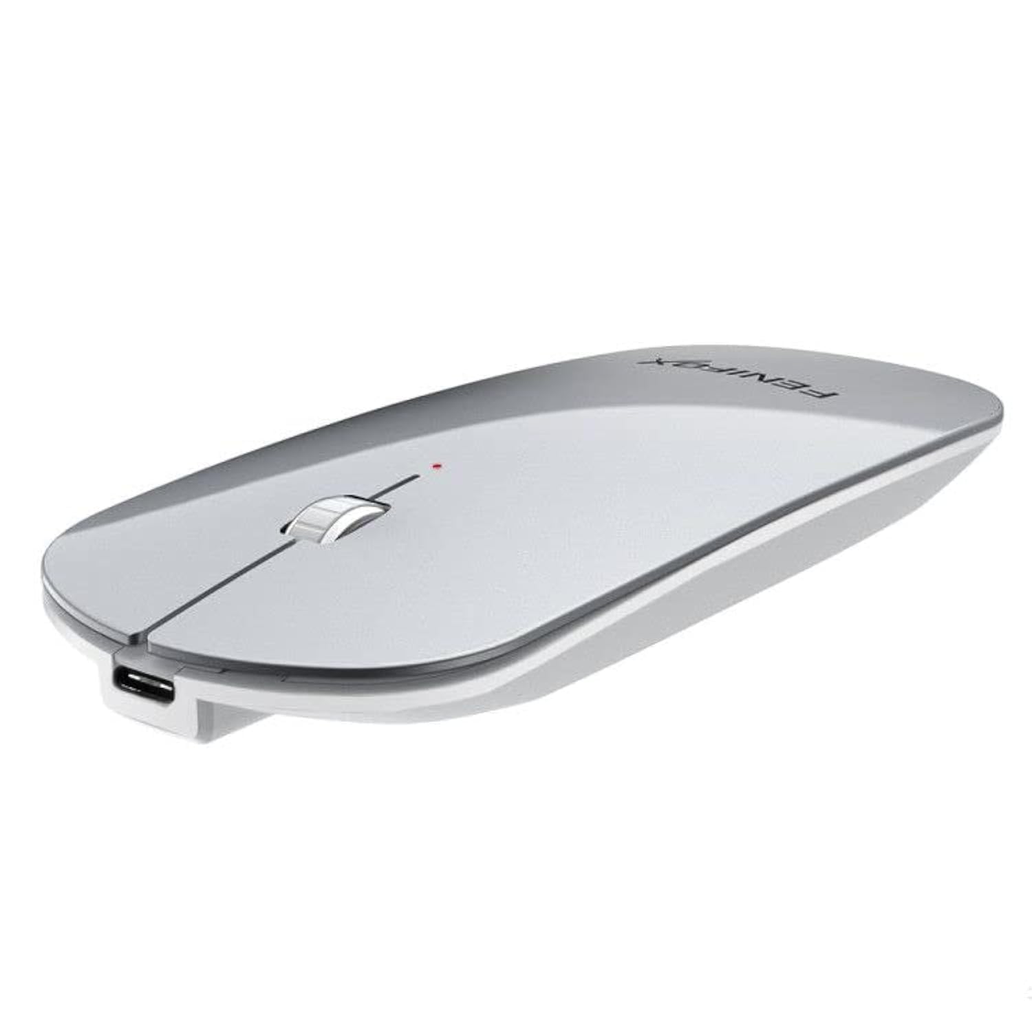 Fenifox Bluetooth Mouse, Slim Mini Portable Flat Travel Wireless Mouse Rechargeable Quiet Ultra Thin Mice Compatible With Laptop,Tablet,Notebook,Pc (Silver And White)