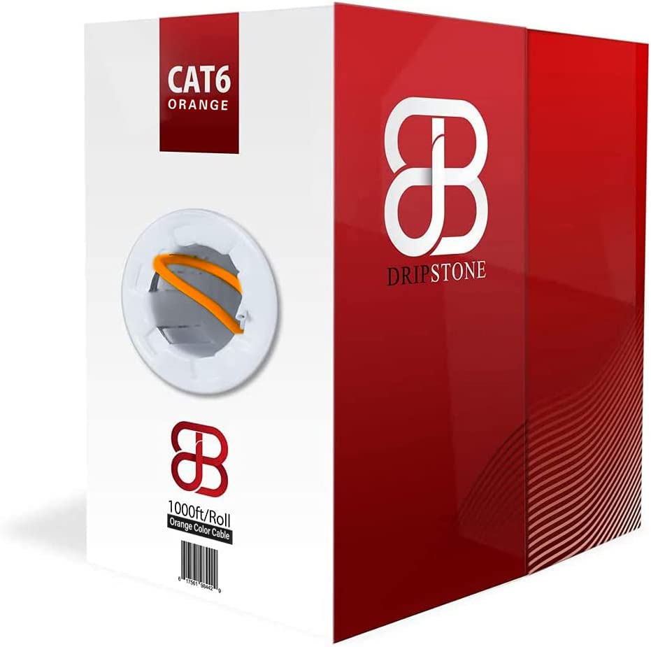 Cat6 1000Ft Solid Utp 23Awg Ethernet Cable 550Mhz Bulk Network Lan Rj45 Cca Wire 1000 Ft Pull Box Cat 6 (Orange)