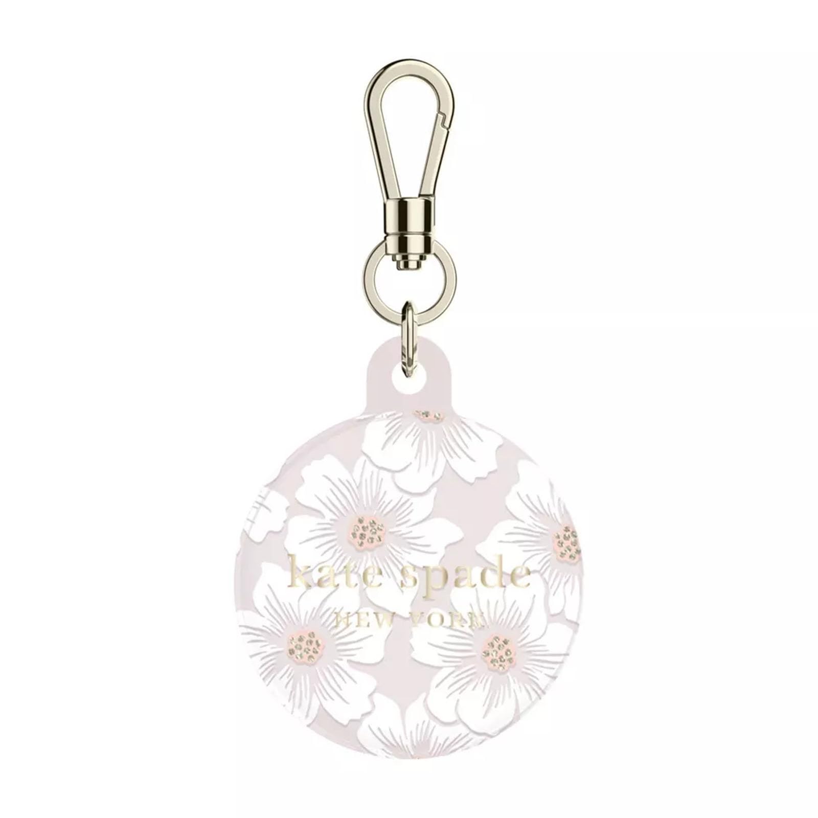Kate Spade New York Airtag Holder With Gold Ring Clip   Protective Case For Apple Airtag   Hollyhock Cream