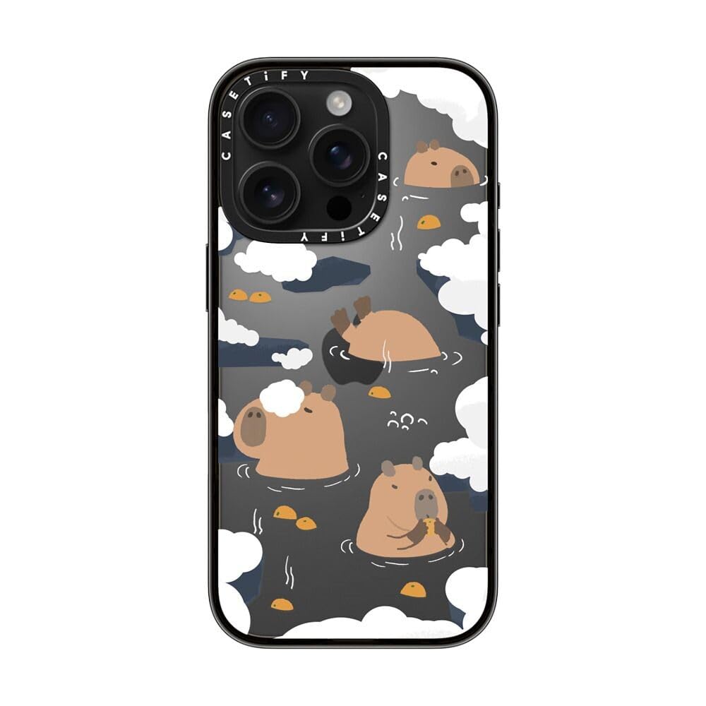 Casetify Compact Case For Iphone 16 Pro [Lightweight / 4 Ft. 2X Military Grade Drop Protection/Slim]   Floating Capybara   Clear