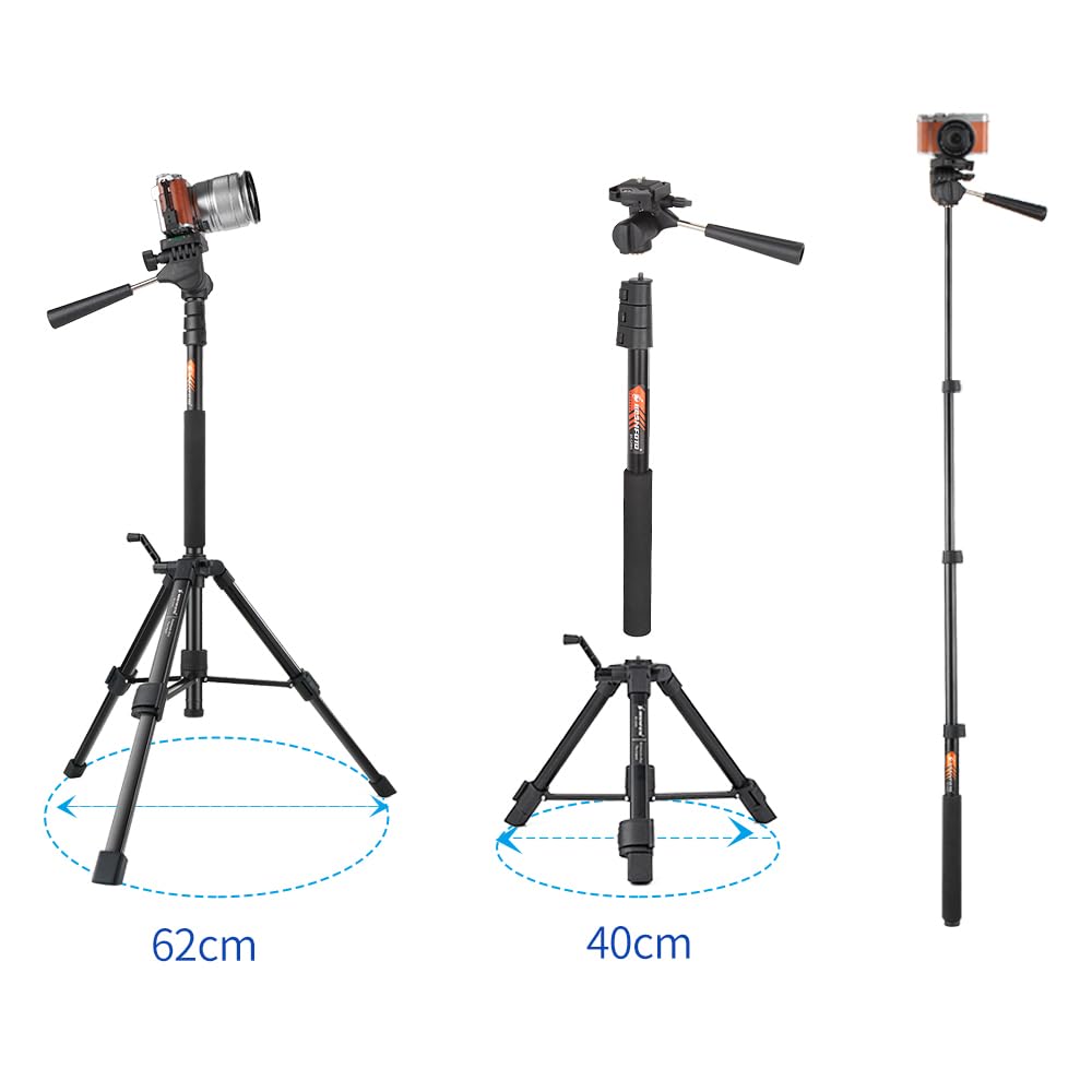 70 Inch Camera/Phone Tripod Monopod Aluminum Lightweight Compact For Travel Pan Head Qr Plate For Dslr Vlogging Camera With Phone Mount And Carrying Bag By Besnfoto