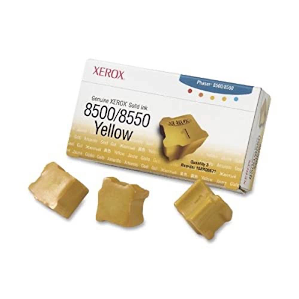 Xerox 108R00671 Solid Ink Stick, 3,100 Page Yield, Yellow, 3/Box