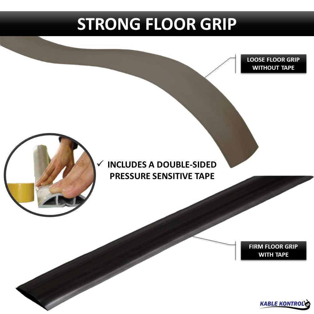 Kable Kontrol Floor Cord Cover Kit   6 Feet Long Gray Plastic Cable Protector, Hides Cords And Conceals Wires, For Extension Cor