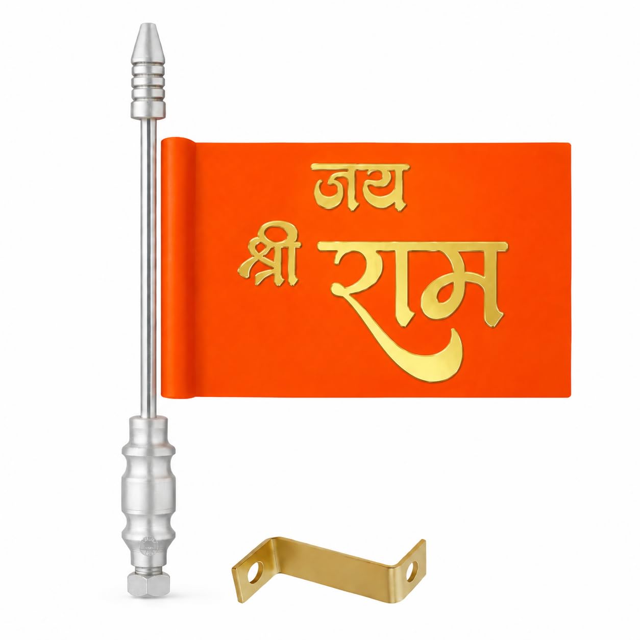 Dectems Jai Shree Ram Printed Car Bonnet Flag With Metal Rod  Universal Religious Vehicle DCor Accessory For Cars Suvs And Bike