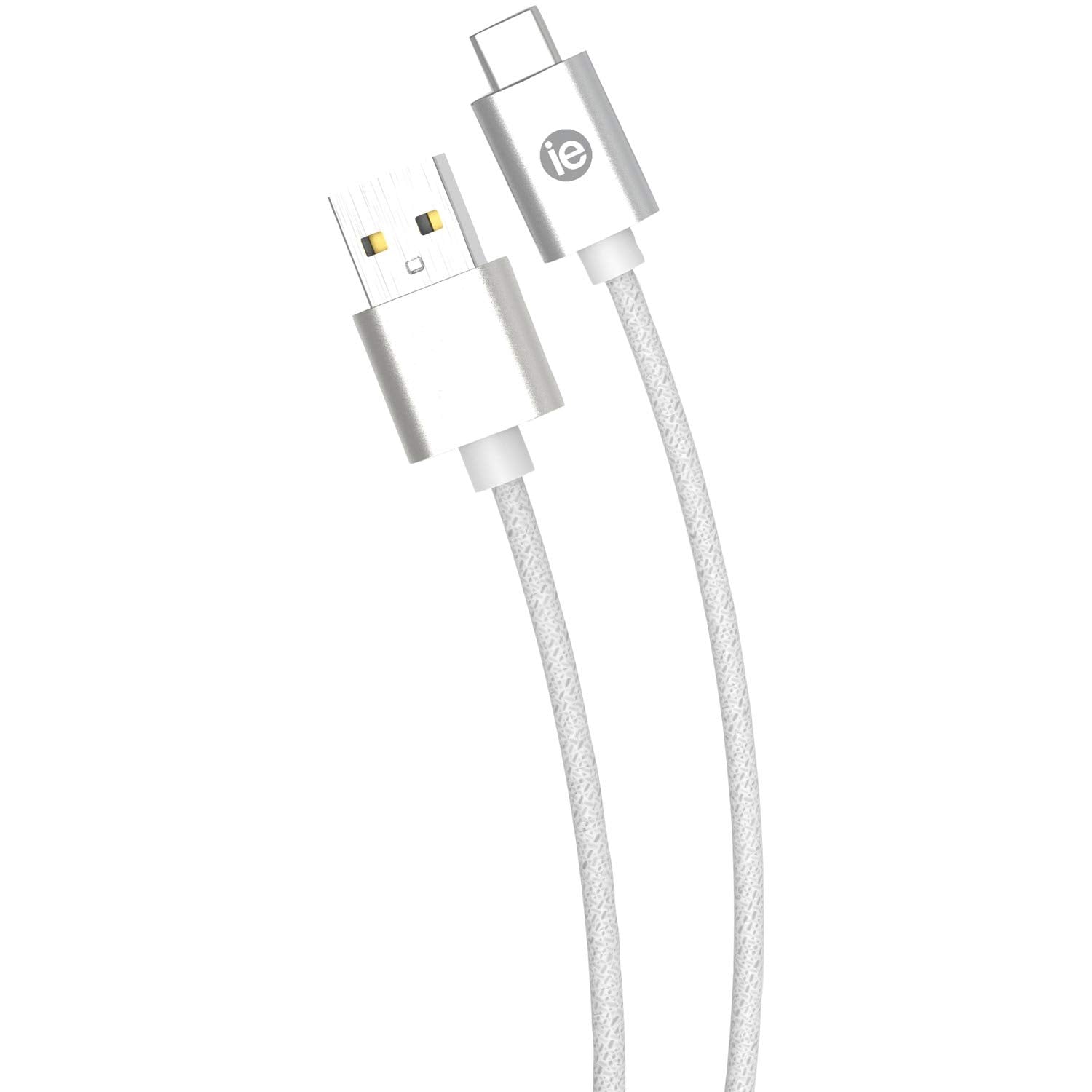 iEssentials IENBC6CWT Charge & Sync Braided USBC to USBA Cable, 6ft (White)