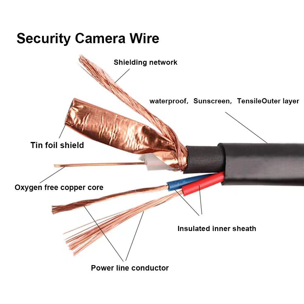 Tainston 4 Pack 150 Feet Bnc Video Power Cable Wire Video Security Camera Wire With Connectors For Cctv Camera Dvr Surveillance