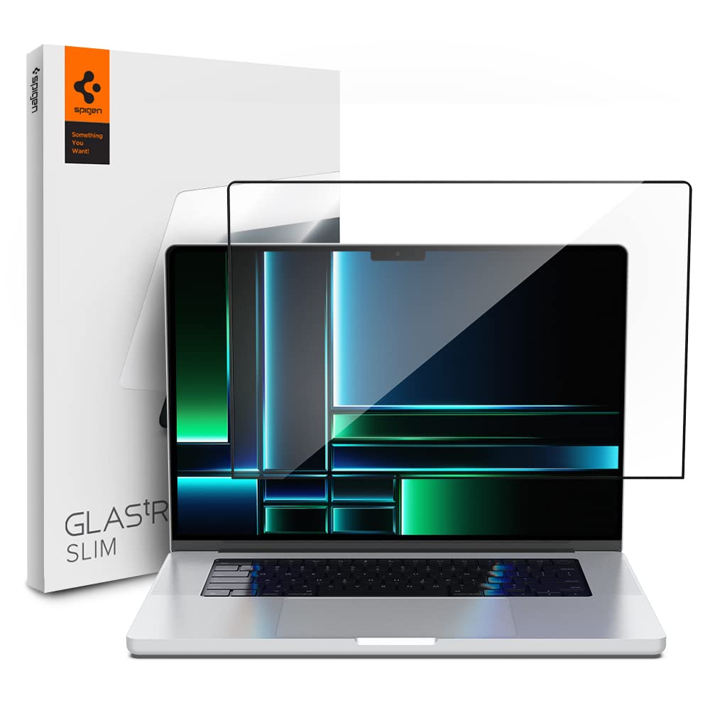Spigen Tempered Glass Screen Protector [Glastr Slim] Designed For Macbook Pro 14 Inch (M4 / M4 Pro / M4 Pro Max / M3 Series / M2 Series / M1 Series)