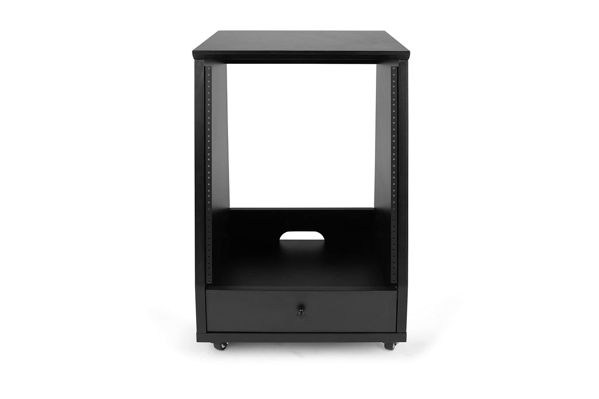 Gator Frameworks Elite Furniture Series 12U Angled Studio Rack With Locking Casters; Standard Black Finish (Gfw-Elitestudiork12-