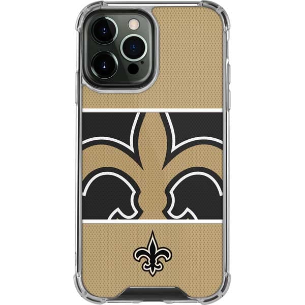 Skinit Clear Phone Case Compatible With Iphone 14 Pro Max   Officially Licensed Nfl New Orleans Saints Zone Block Design