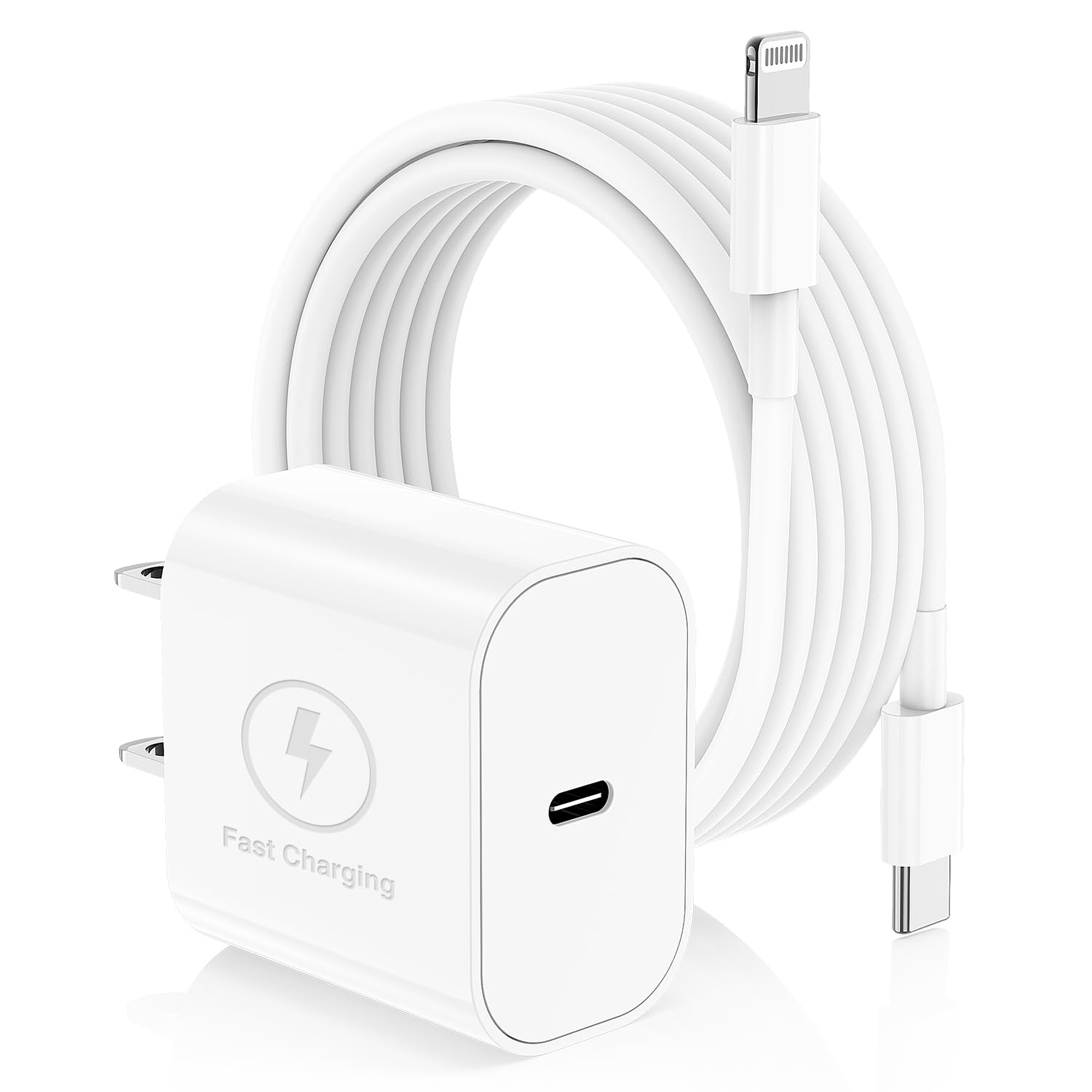 iPhone Fast Charger,Type C Wall Charger Block Plug and 10ft USB C to Lightning Charging Cable Cord Long,Power Adapter Cube Brick