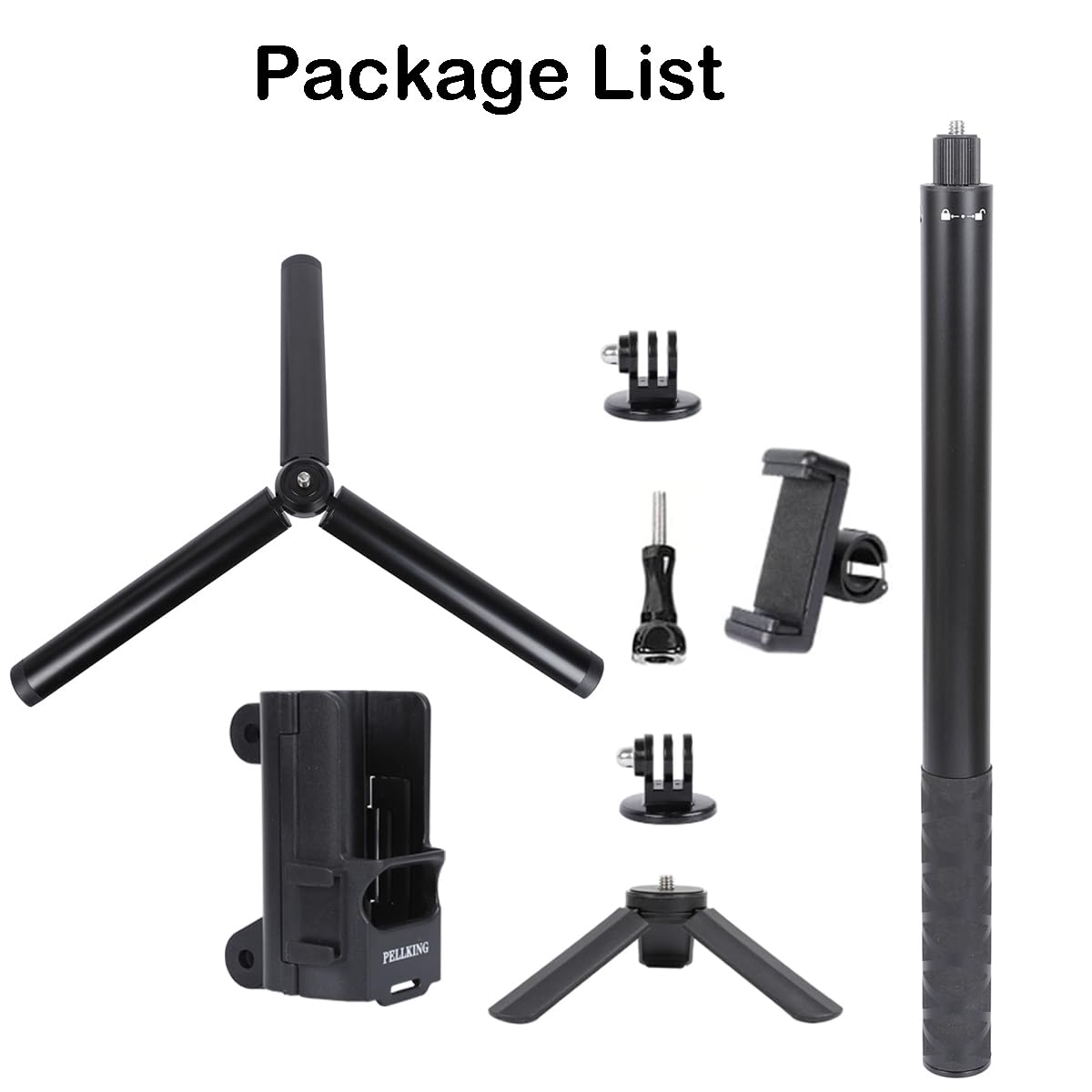 Pellking Monopod For Osmo Pocket 3,61/155Cm Selfie Stick+Aluminium Alloy Tripod+Protective Cage Extension Adapter Frame