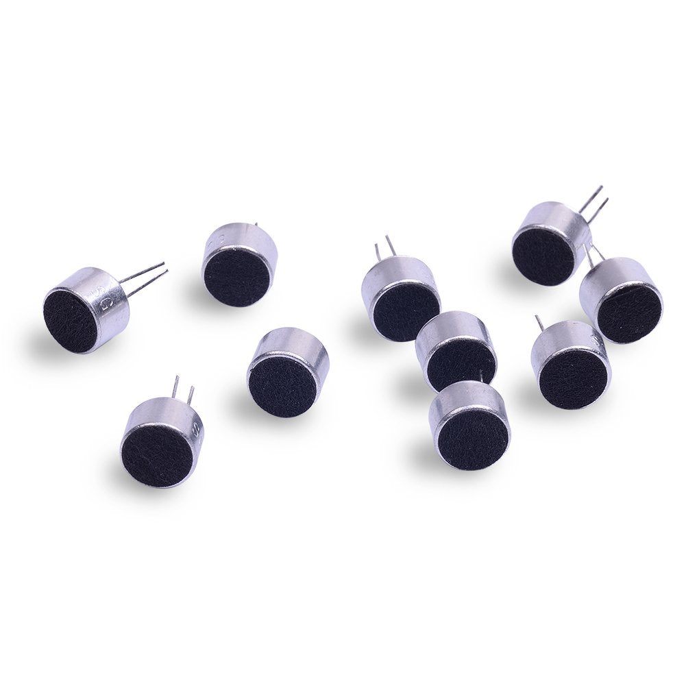 Cylewet 10Pcs Cylindrical Electret Condenser Microphone Pickup With 2 Pins 9  7Mm For Arduino (Pack Of 10) Cyt1013