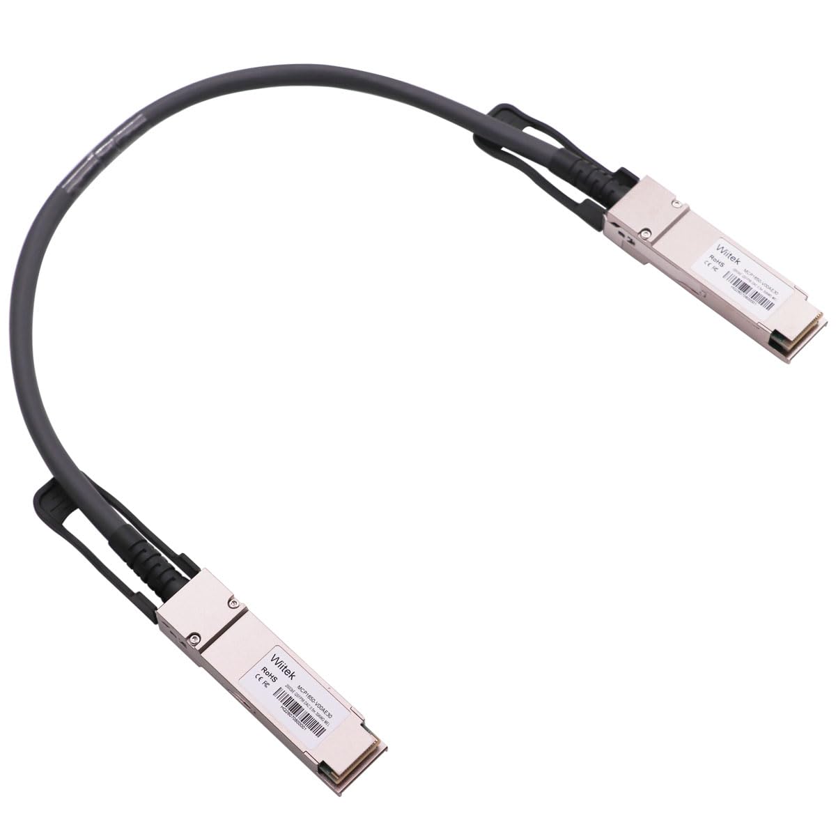 Wiitek 200GbE QSFP56 to QSFP56 PAM4 0.5m(1.67ft) Ethernet Passive Copper Twinax Cable, Compatible with Mellanox MCP1650V00AE30,