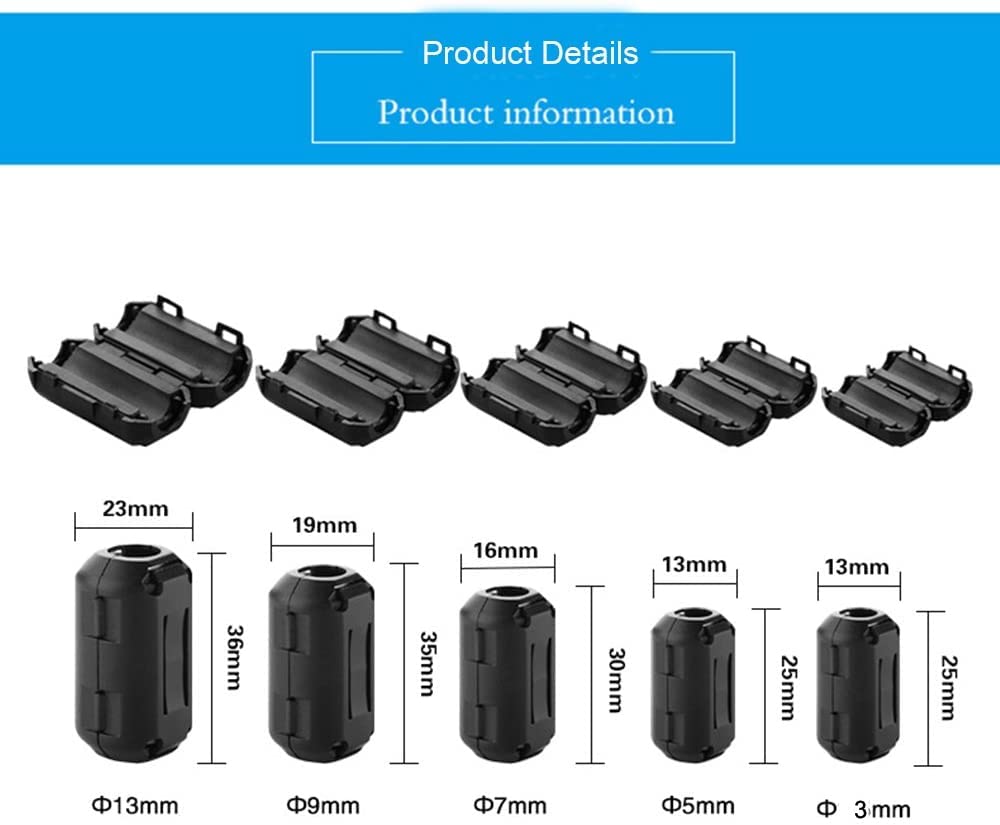 Topnisus [Pack Of 10] Clip On Ferrite Emi Cable Cores For Noise Suppressor Blocking Rf Interfere Emi Interfere Improve Signal In