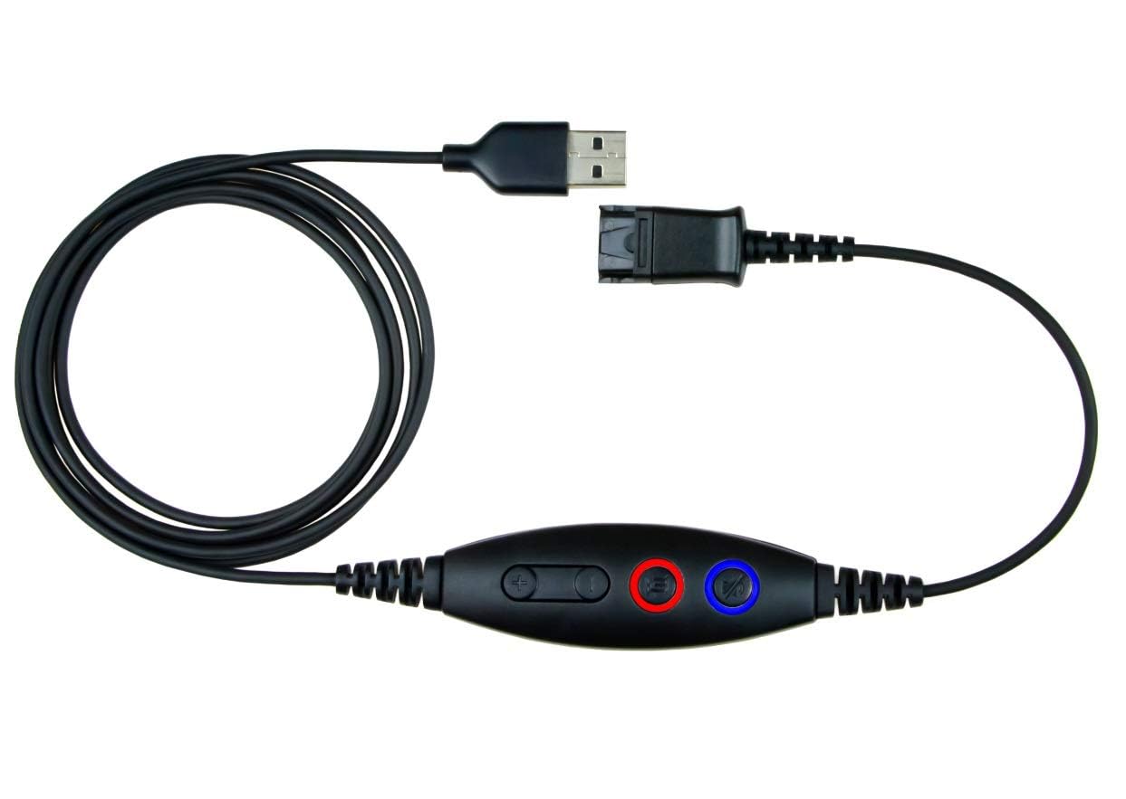 Usb Adapter Cable Compatible Plantronics Qd (Quick Disconnect) To Usb Type A Plug, Speaker Volume & Mic Mute Control Connects Headset To Pc, Laptop, Soft Phone