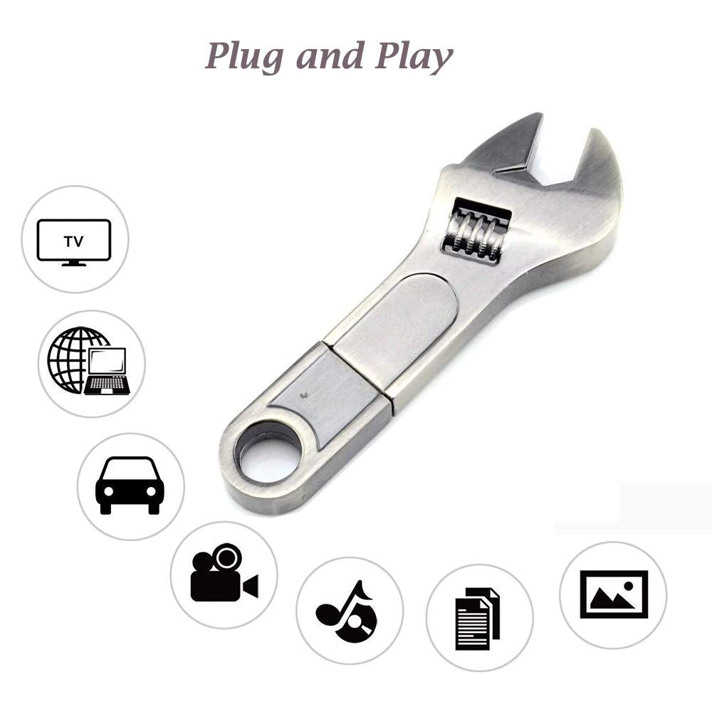 Aretop Novelty Flash Drive 32Gb, Usb2.0 Miniature Spanner Shape Cute Usb Flash Drive Thumb Drives Cool Memory Stick Pen Drive Gi
