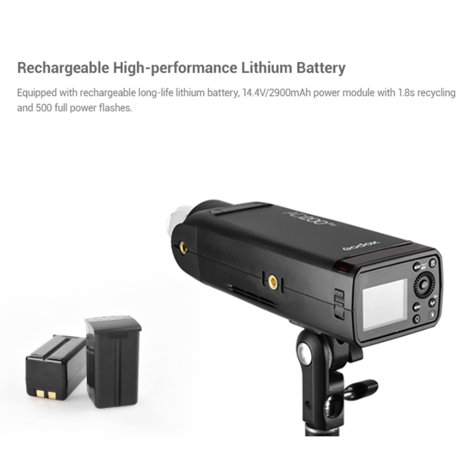 Godox Ad200 Pro Ad200Pro 200Ws 2.4G Flash Strobe, 1/8000 Hss, 500 Full Power Flashes, 0.01 1.8S Recycling, 2900Mah Battery, Bare