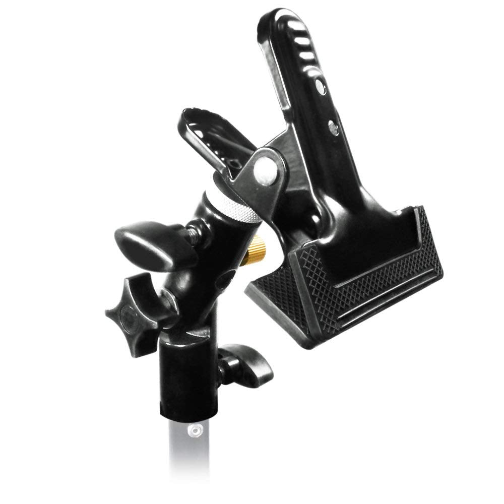 JULIUS STUDIO Clamp Clip Holder Light Stand Mount Bracket with Umbrella Reflector Holder & 1/4, 3/8 Inch Female Screw Adapter Thread Brass Photography Studio, JSAG237