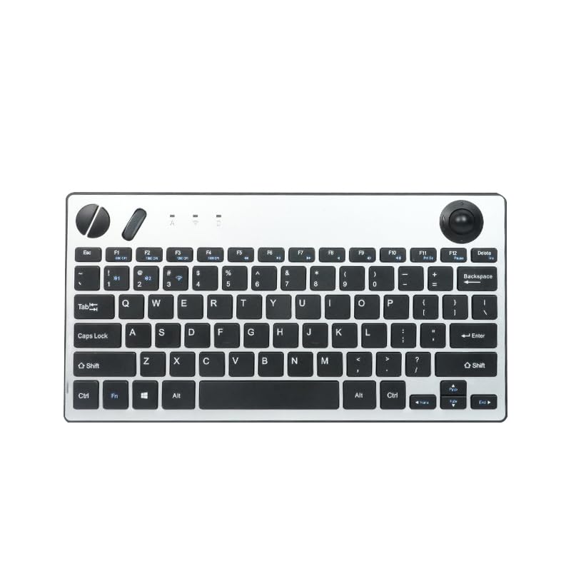 JOMAA 78 Keys Dual Mode Wireless Trackball Keyboard, Bluetooth 5.0 & 2.4G Wireless Keyboard with 19mm Trackball for Windows Mac 