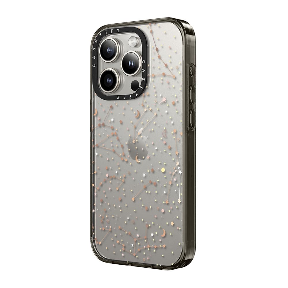 Casetify Compact Iphone 15 Pro Case [2X Military Grade Drop Tested / 4Ft Drop Protection]   Space Pattern On Clear Background