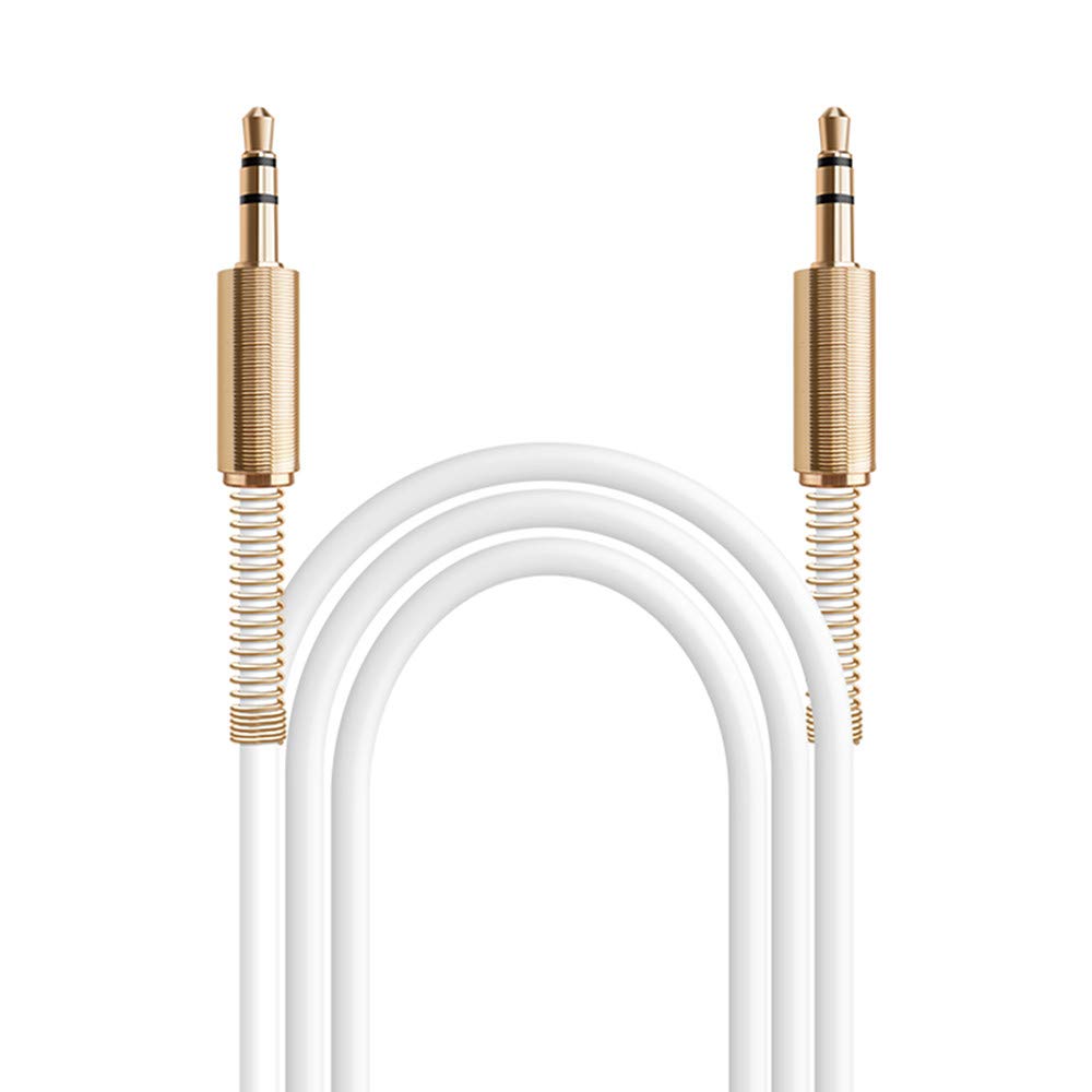 JacobsParts 2-Pack 3ft Aux Cable 3.5mm 1/8' Male to Male Stereo Auxiliary Audio Cord (White)