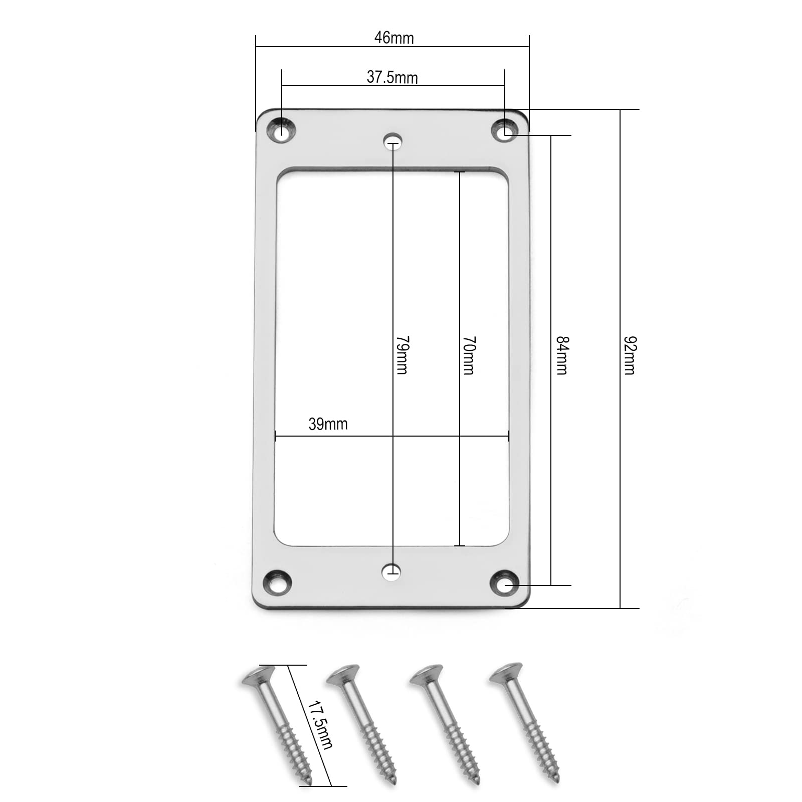Maxcheer 2Pcs Metal Iron Flat Humbucker Pickup Ring For Electric Guitar Replacement (Chrome)