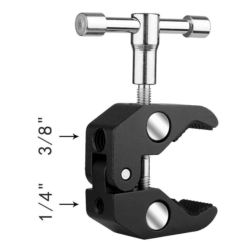 Slow Dolphin Photography Super Clamp W/1/4'' And 3/8'' Thread Clip For Dslr,Cameras, Light Stand, Rods,Lights, Umbrellas, Hooks, Shelves, Cross Bars (2Pcs)