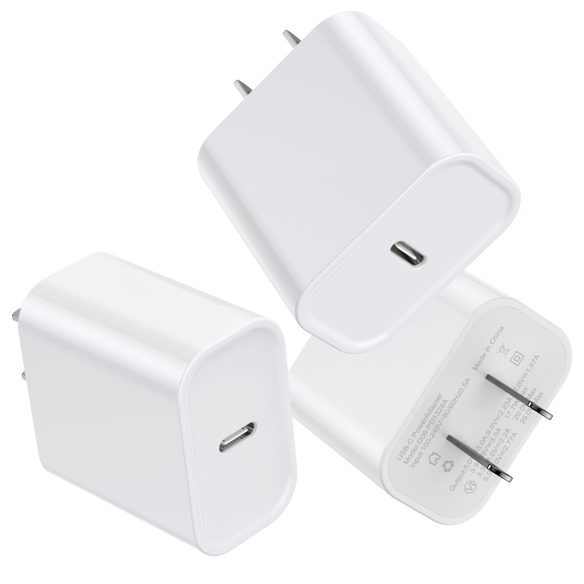 3 Pack Usb C Charger Block, Igenjun Phone 16 15 Charger Block 25W Pd Power Adapter, Usb C Wall Charger Compatible With Phone 16/16Pro/16Pro Max/16Plus/15/14/13/12,Xs/X, Pad, Galaxy And More