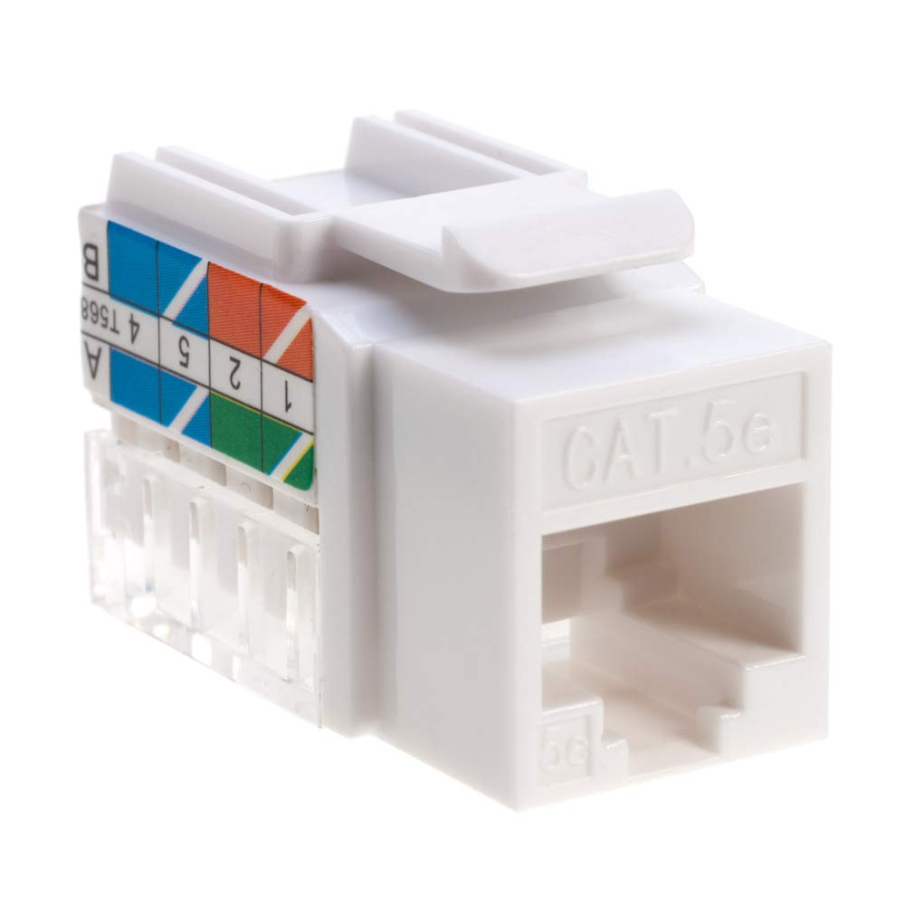 Satmaximum Keystone Jack Cat5E Ethernet Wall Jack 45 Degree Utp Punch Down Rj45 Slim Profile Speed Termination White   Pack Of 5