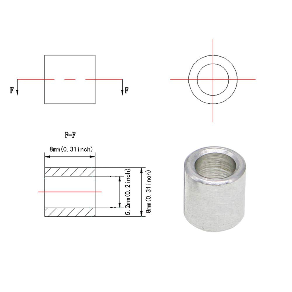 Befenybay 10Pcs Hexagonal Eccentric Column, 20Pcs Round Column, Height 8Mm Inner Hole 5Mm For V Wheel 3D Printer Parts (Eccentri