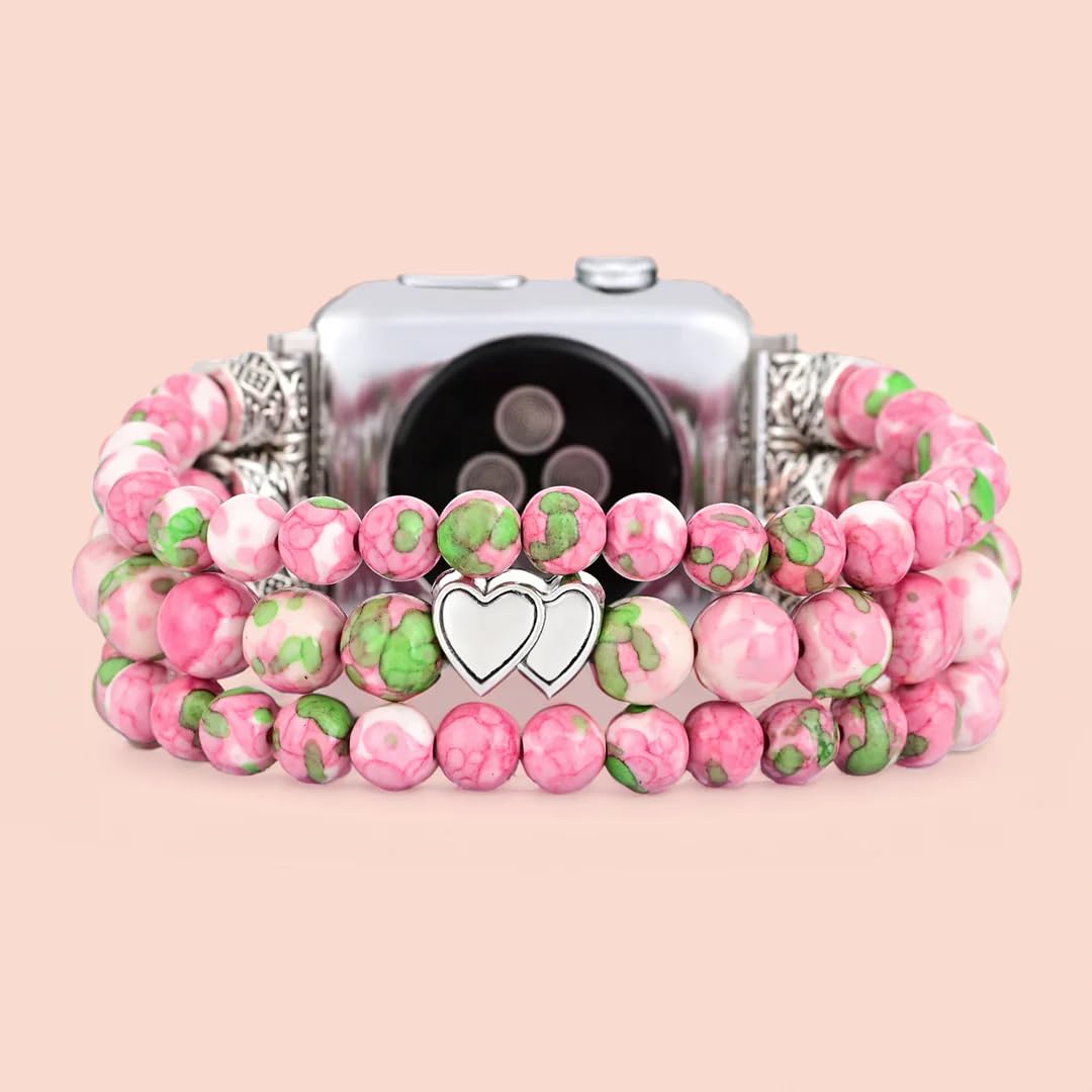 Cape Diablo Smart Watch Band For Women - Handmade Gemstone Strap - Compatible With 38Mm-45Mm Apple Faces (Eternal Love, Small -