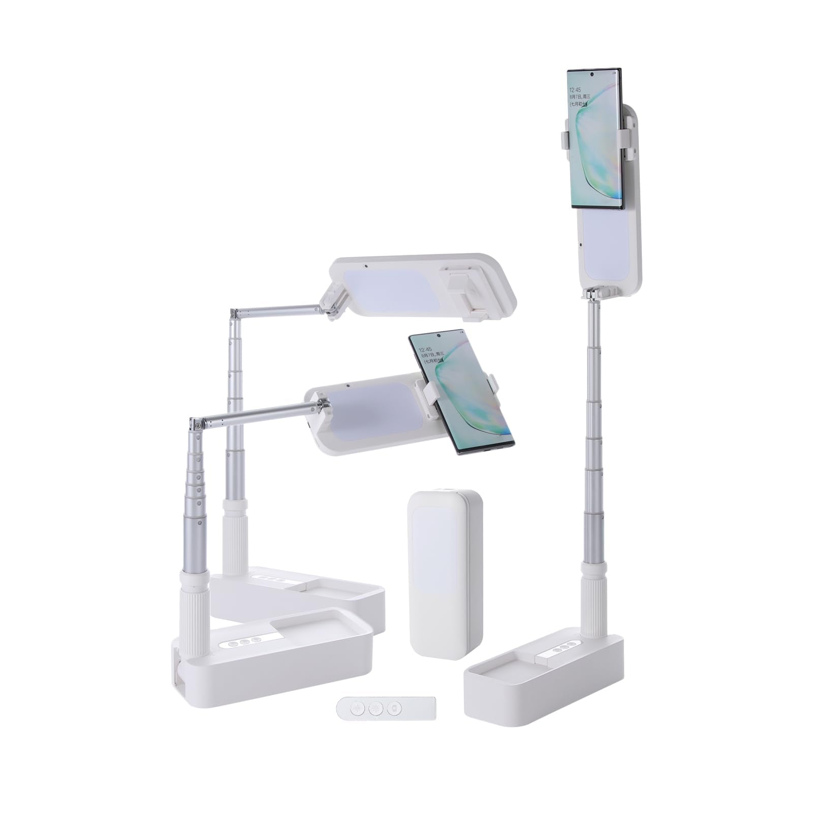 beyonday Foldable Phone Holder for Recording, Selfie Stand with Rechargeable LED Light&Wireless Remote Control 360 Rotatable Ret