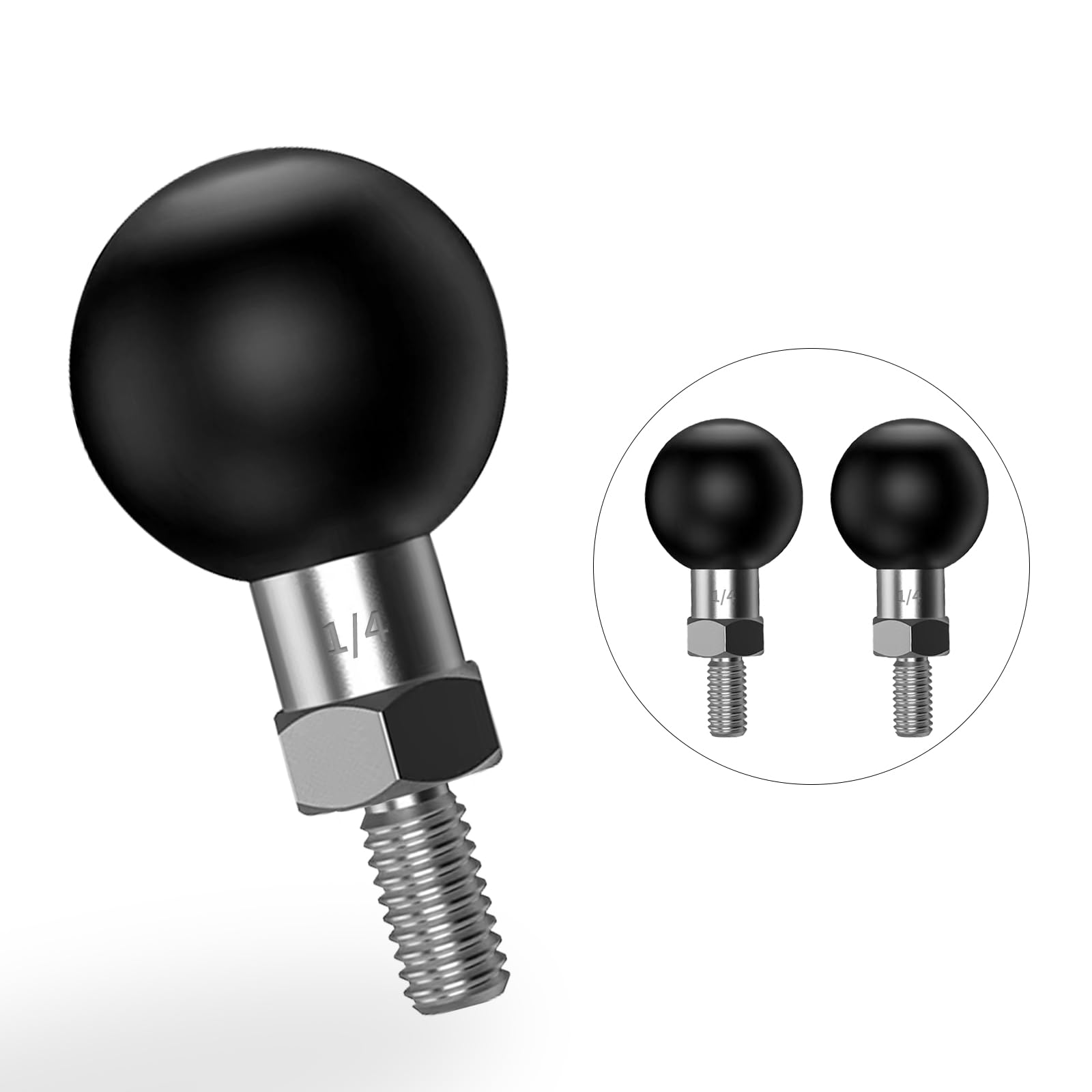 Ihytoon 2 Pack 1'' Ball Adapter With 1/4'' 20 Threaded Post For Action Camera And Camcorder Compatible With Ram Mounts B Size Do